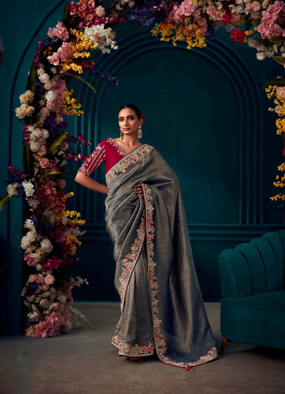 Exclusive Grey Kanjivaram Silk Saree