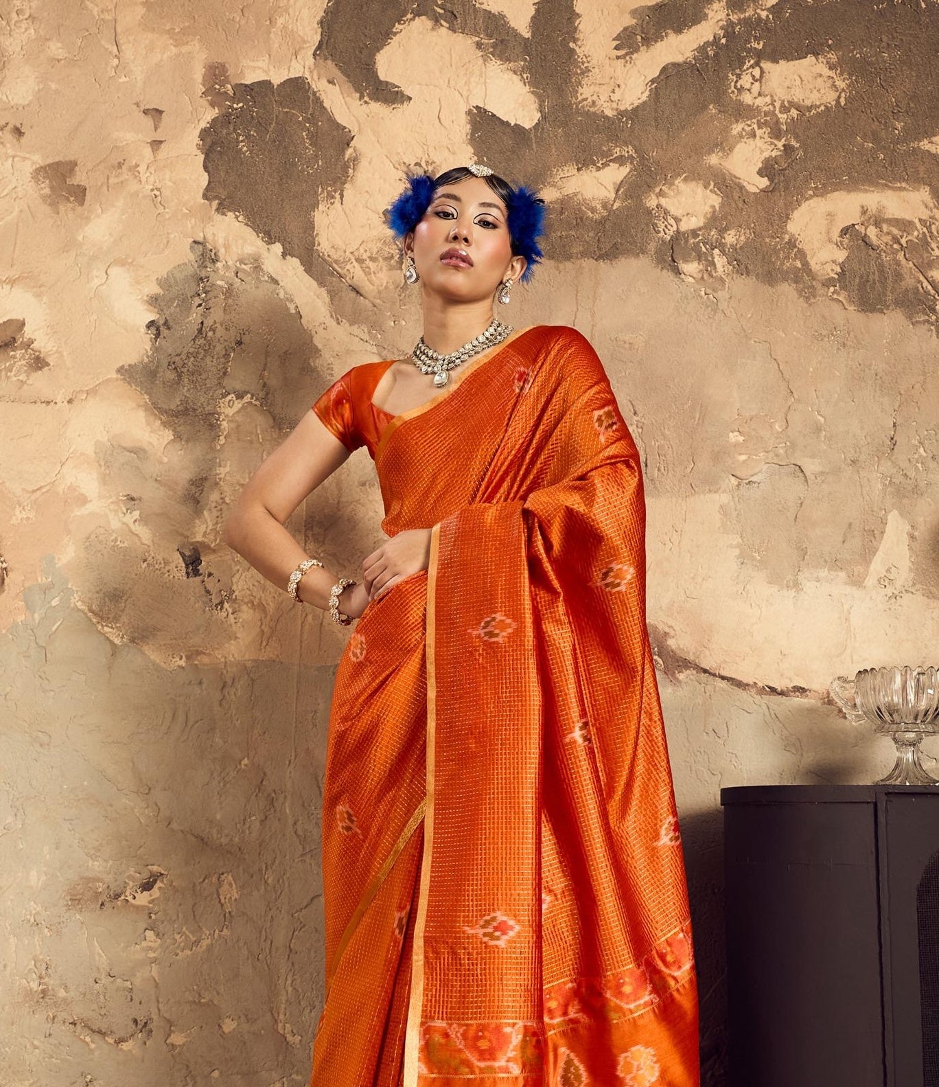 Orange Silk Ready To Wear/Easy Saree - Panaash Saree
