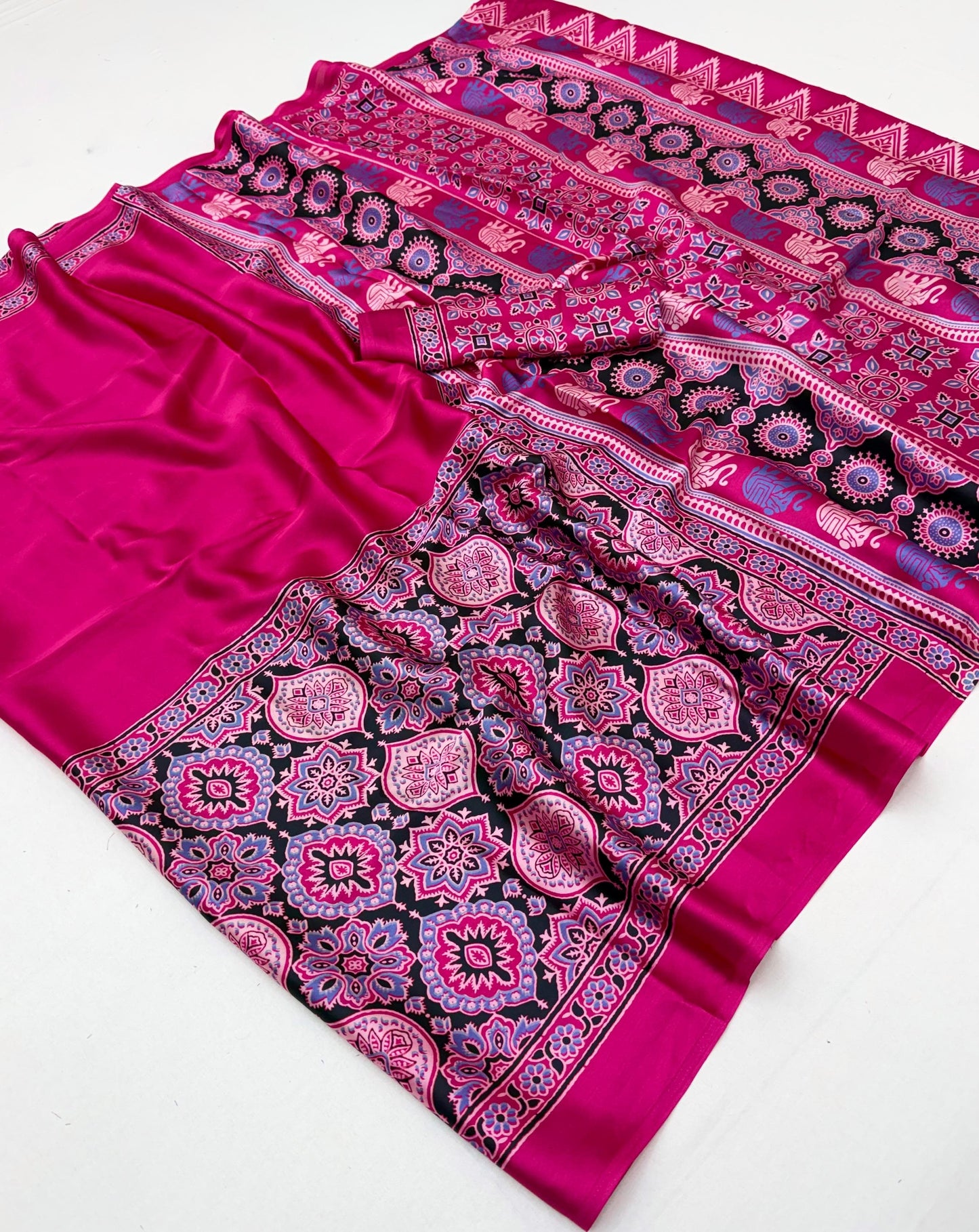 Pink Crepe Silk Ready To Wear/Easy Saree - Panaash Saree