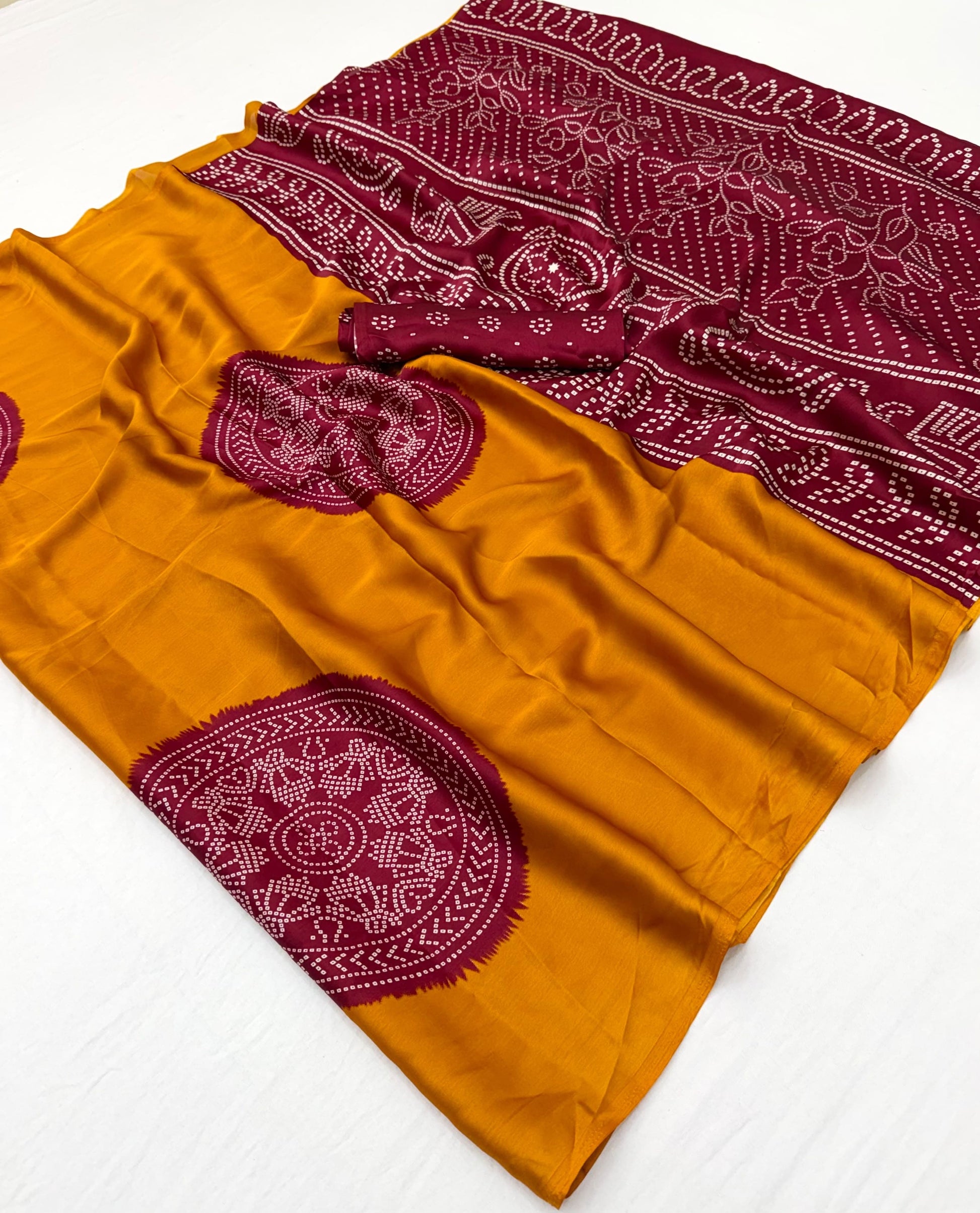 Mustard Yellow Modal Silk Ready To Wear/Easy Saree by Stylebypanaash