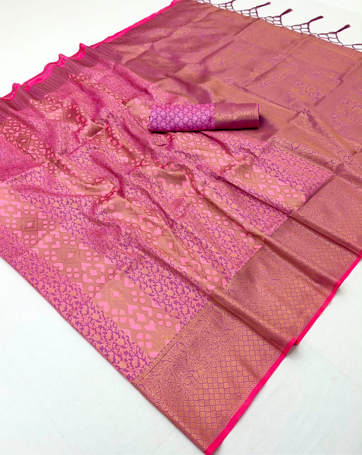 Mauve Pink Kanjivaram Silk Ready To Wear/Easy Saree Stylebypannash