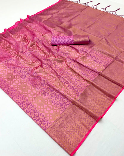 Mauve Pink Kanjivaram Silk Ready To Wear/Easy Saree Stylebypannash