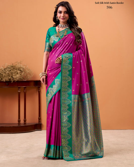 Magenta Color Kanjivaram Silk Readymade/Easy Saree