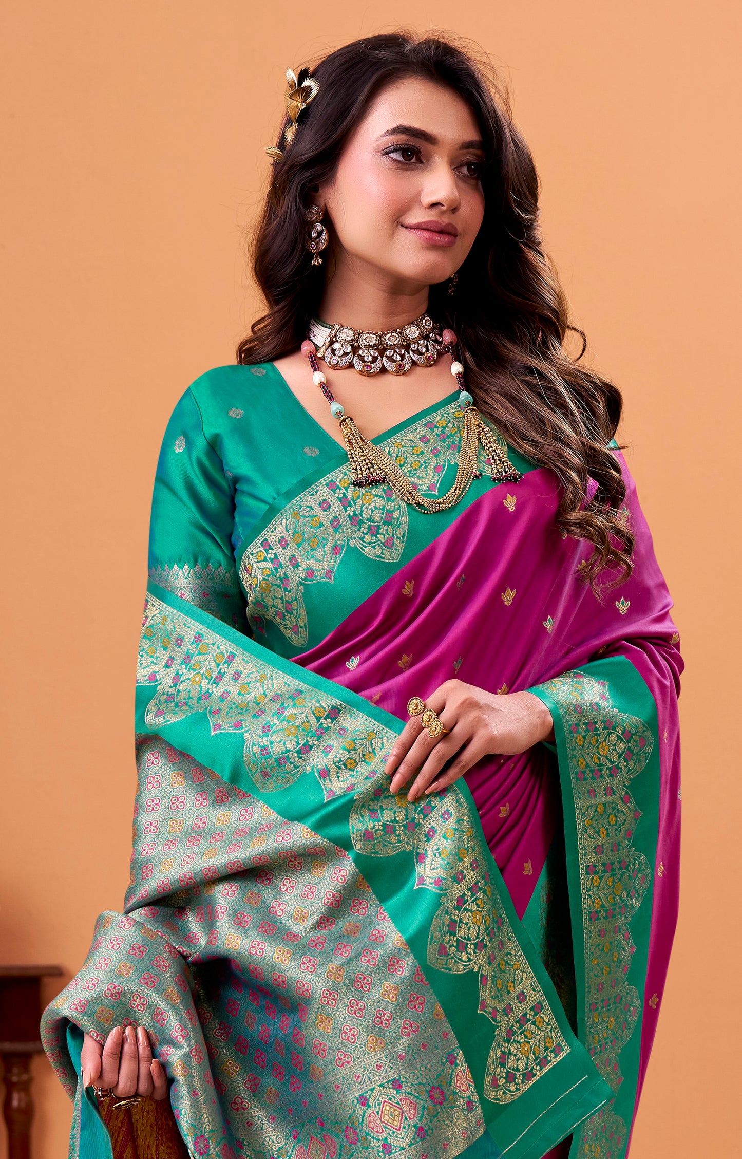 Magenta Color Kanjivaram Silk Readymade/Easy Saree