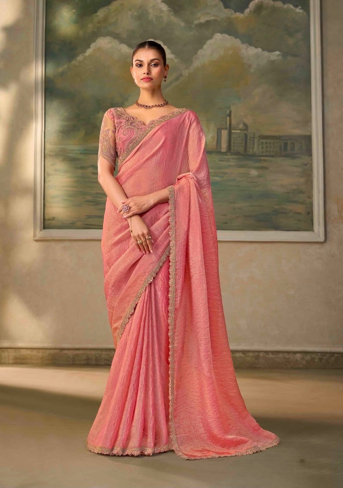 Bright Pink Cocktail Ready To Wear/Easy Saree by Stylebypanaash 