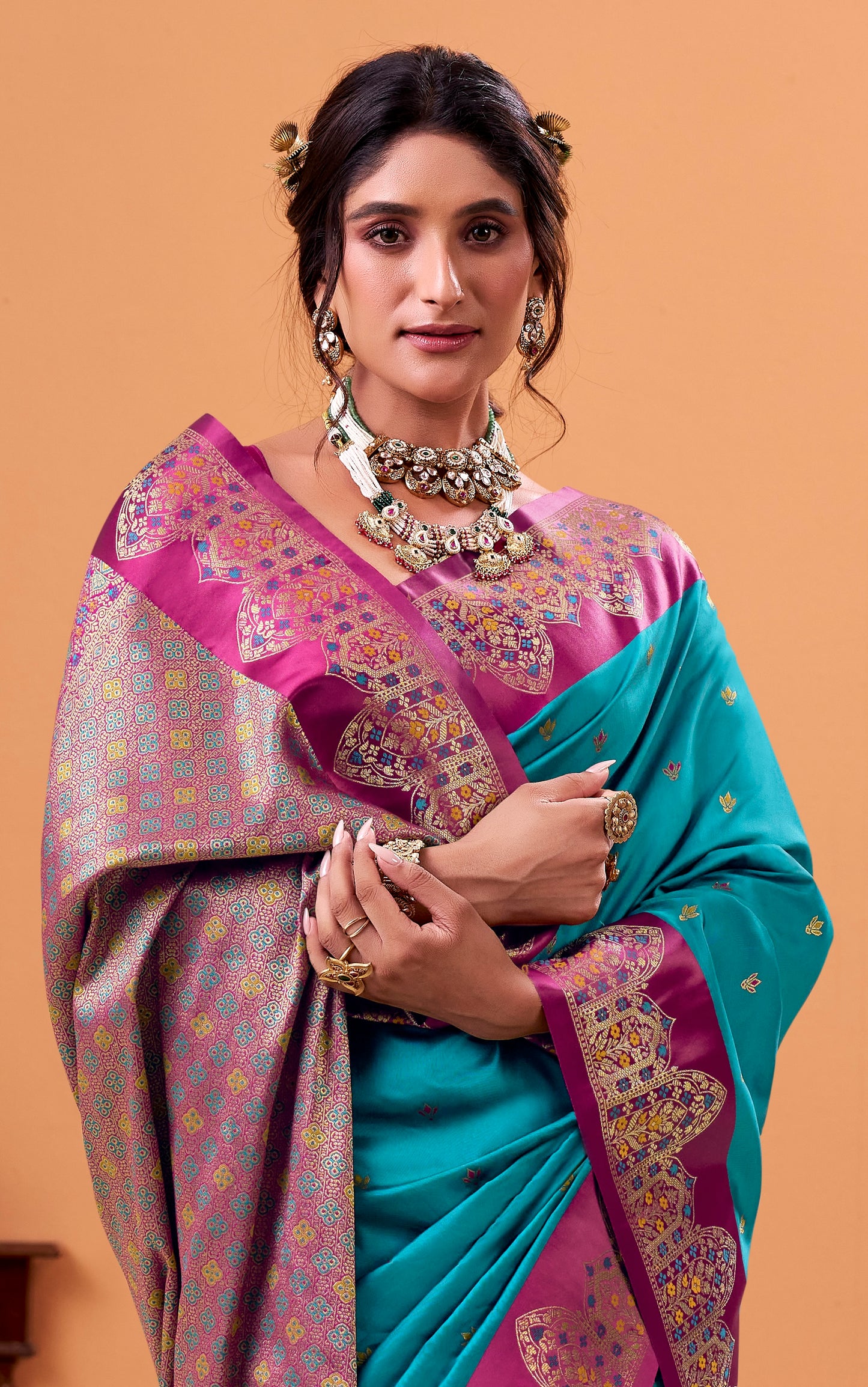 Blue Color Kanjivaram Silk Readymade/Easy Saree