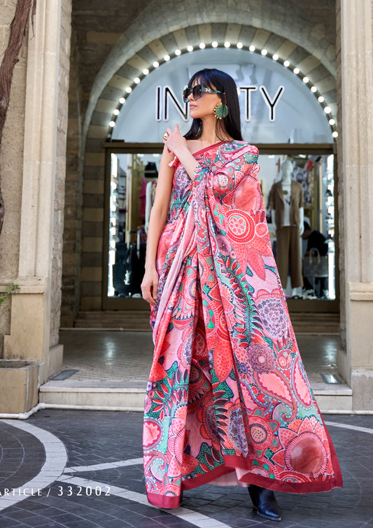 Plus Size Multi Color Crepe Silk Readymade Saree