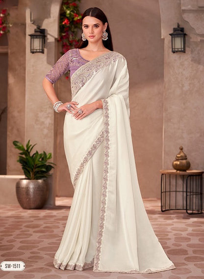 Off-White Cocktail Party Wear Readymade Saree