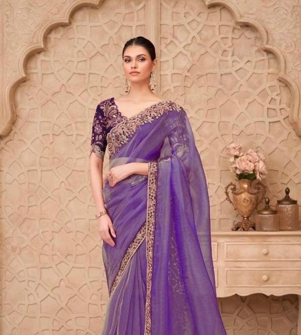 Purple Designer Silk Ready to wear/Easy Saree - Panaash Saree