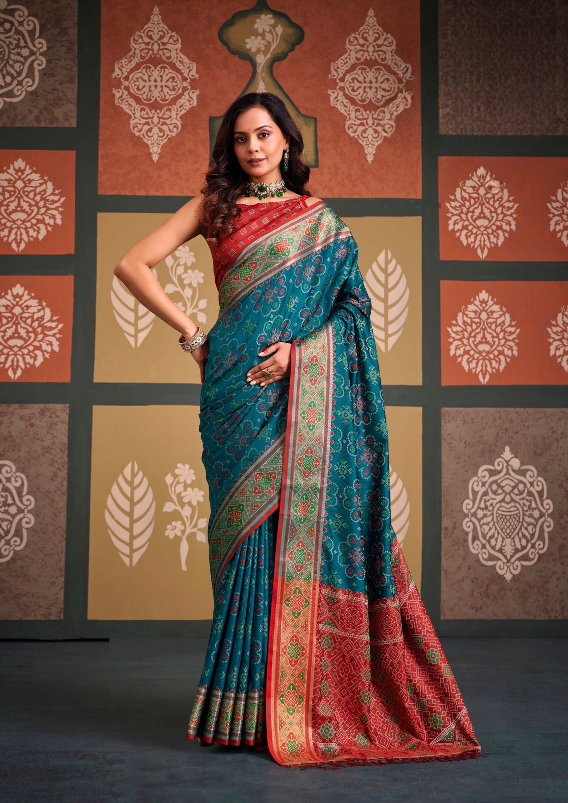 Blue Patola Ready To Wear/Easy Saree - Panaash Saree