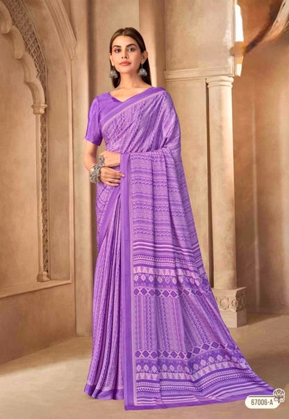 Lavender Purple Crepe Silk Ready To Wear/Easy Saree by Stylebypanaash 