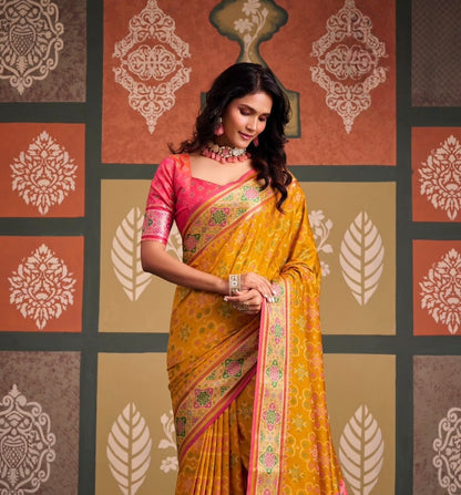 Yellow Patola Ready To Wear/Easy Saree - Panaash Saree