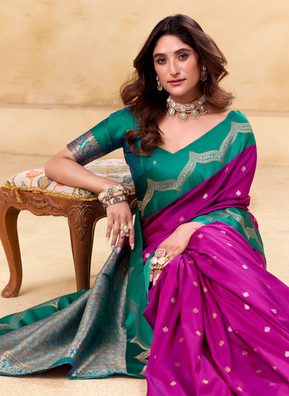 Fuschia Kanjivaram Silk Readymade/Easy Saree