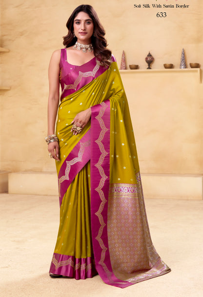 Mustard Yellow Kanjivaram Silk Readymade/Easy Saree