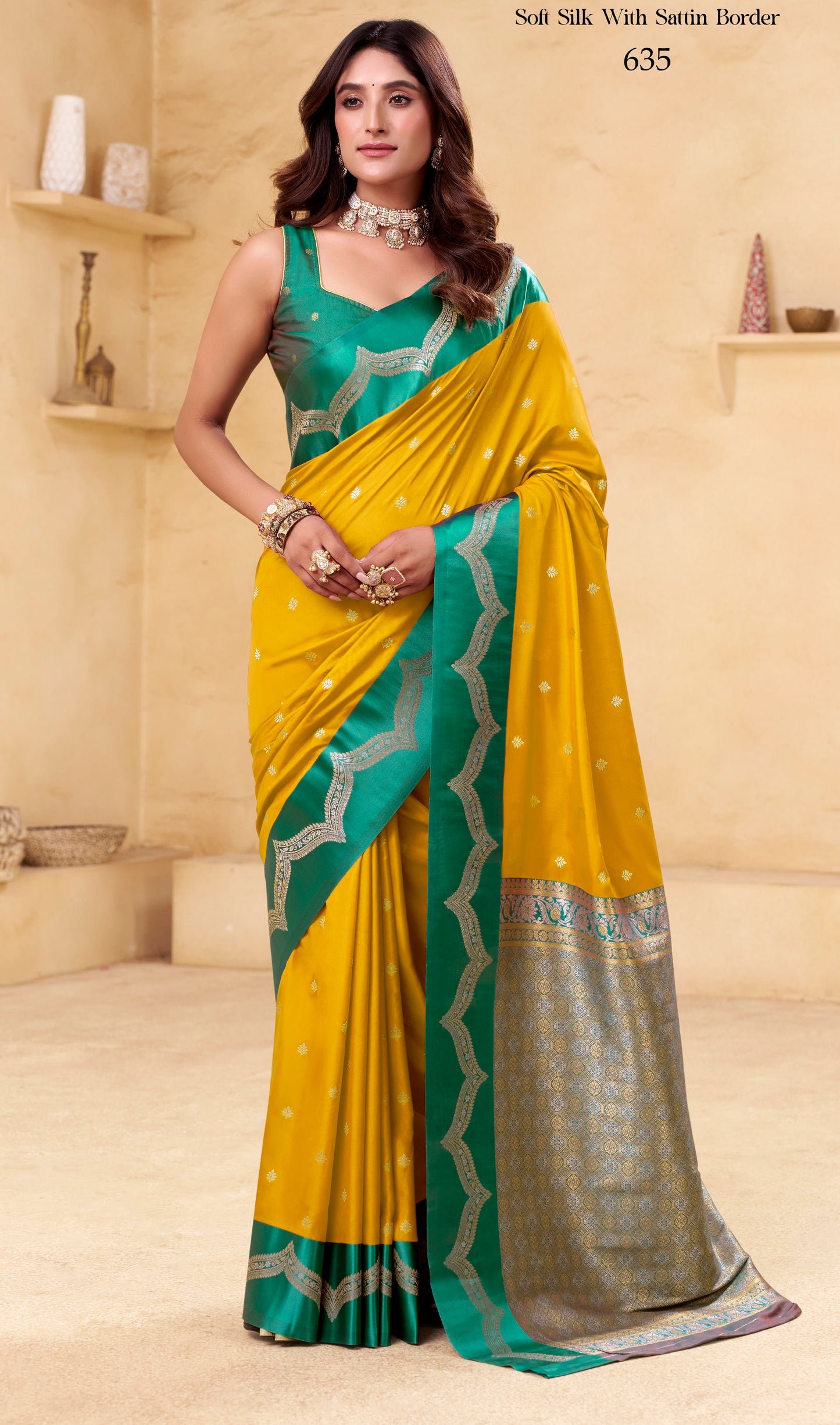 Yellow Kanjivaram Silk Readymade/Easy Saree