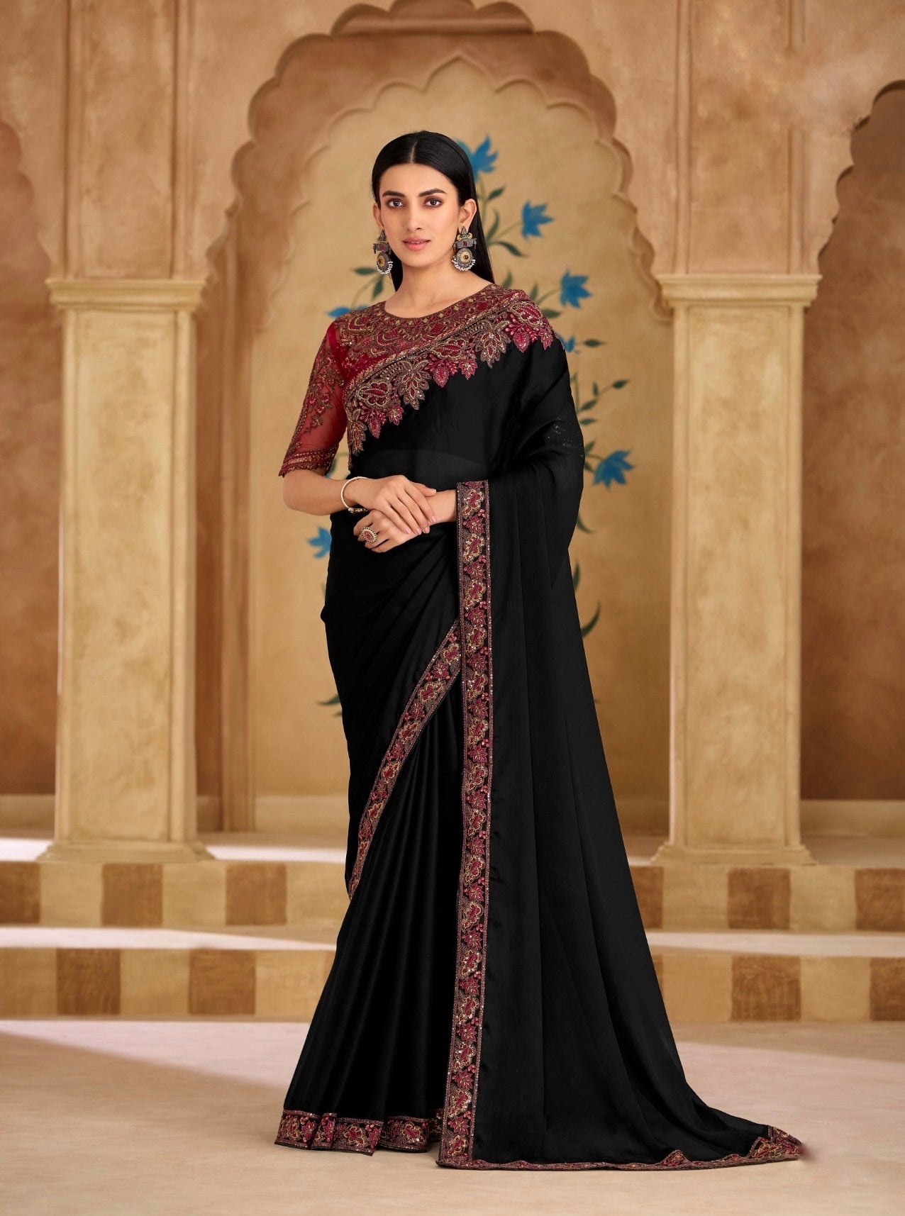 Black Cocktail Party Wear Readymade Saree