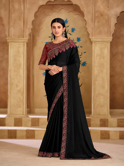 Black Cocktail Party Wear Readymade Saree