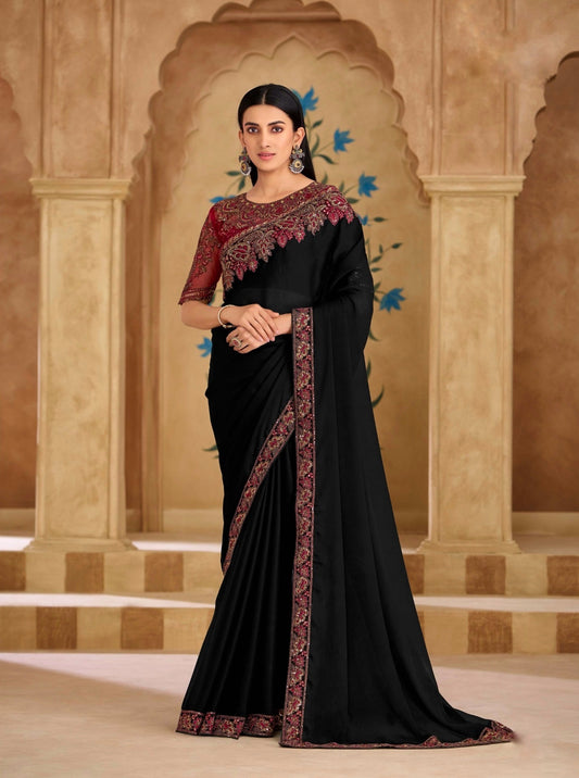 Black Cocktail Party Wear Readymade Saree