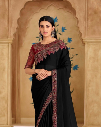 Black Cocktail Party Wear Readymade Saree