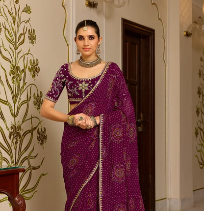 Maroon Georgette Normal Drape Saree - Panaash Saree