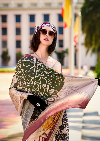 Multicolor Crepe Silk Ready To Wear/Easy Saree