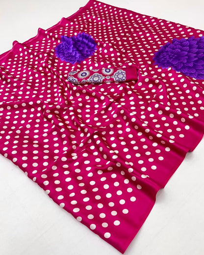 Pink Crepe Silk Readymade/Easy Saree