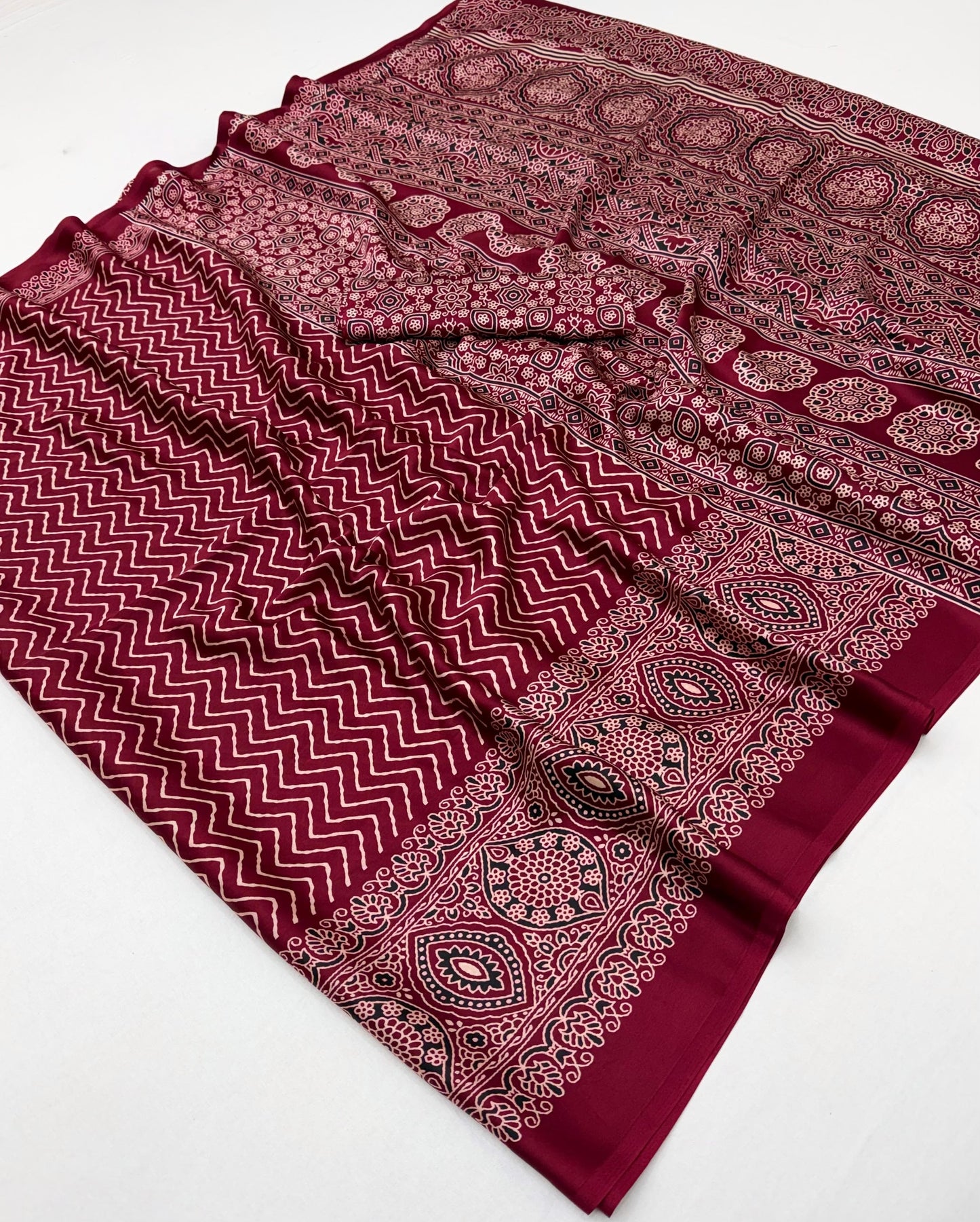 Red Modal Satin Office Wear Ready To Wear/Easy Saree - Panaash Saree