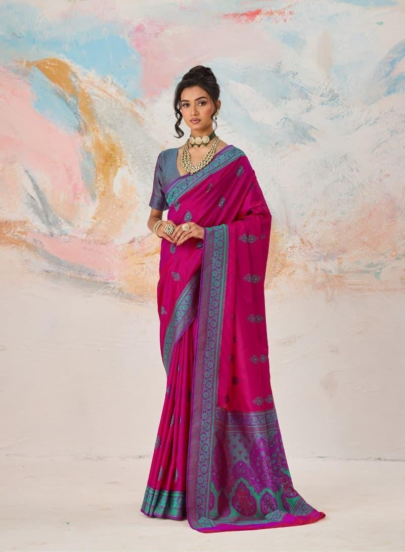 Magenta Pink Readymade/Easy Kanjivaram Saree - Panaash Saree