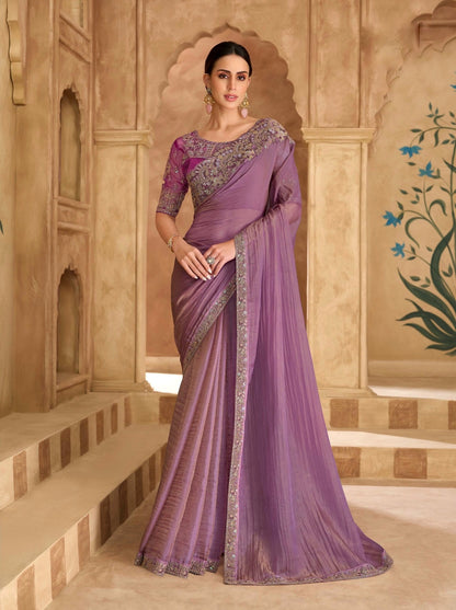 Mauve Cocktail Party Wear Readymade Saree