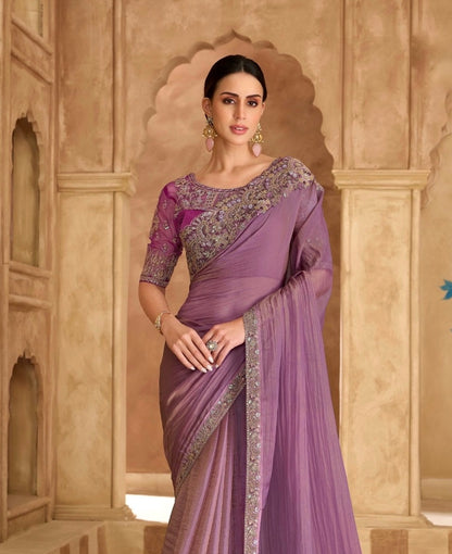 Mauve Cocktail Party Wear Readymade Saree