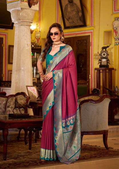 Berry Pink Readymade/Easy Kanjivaram Saree