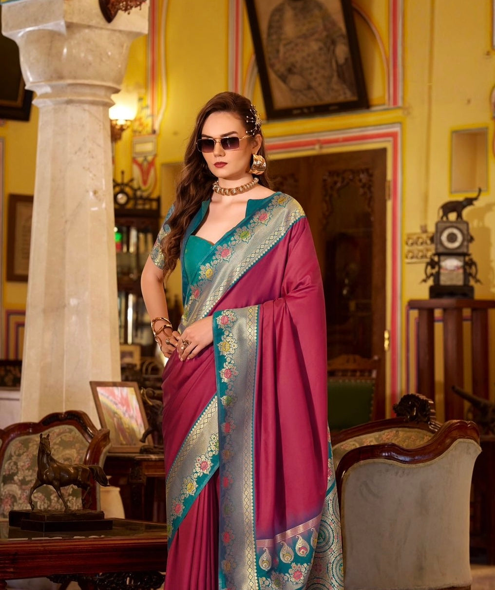 Berry Pink Readymade/Easy Kanjivaram Saree