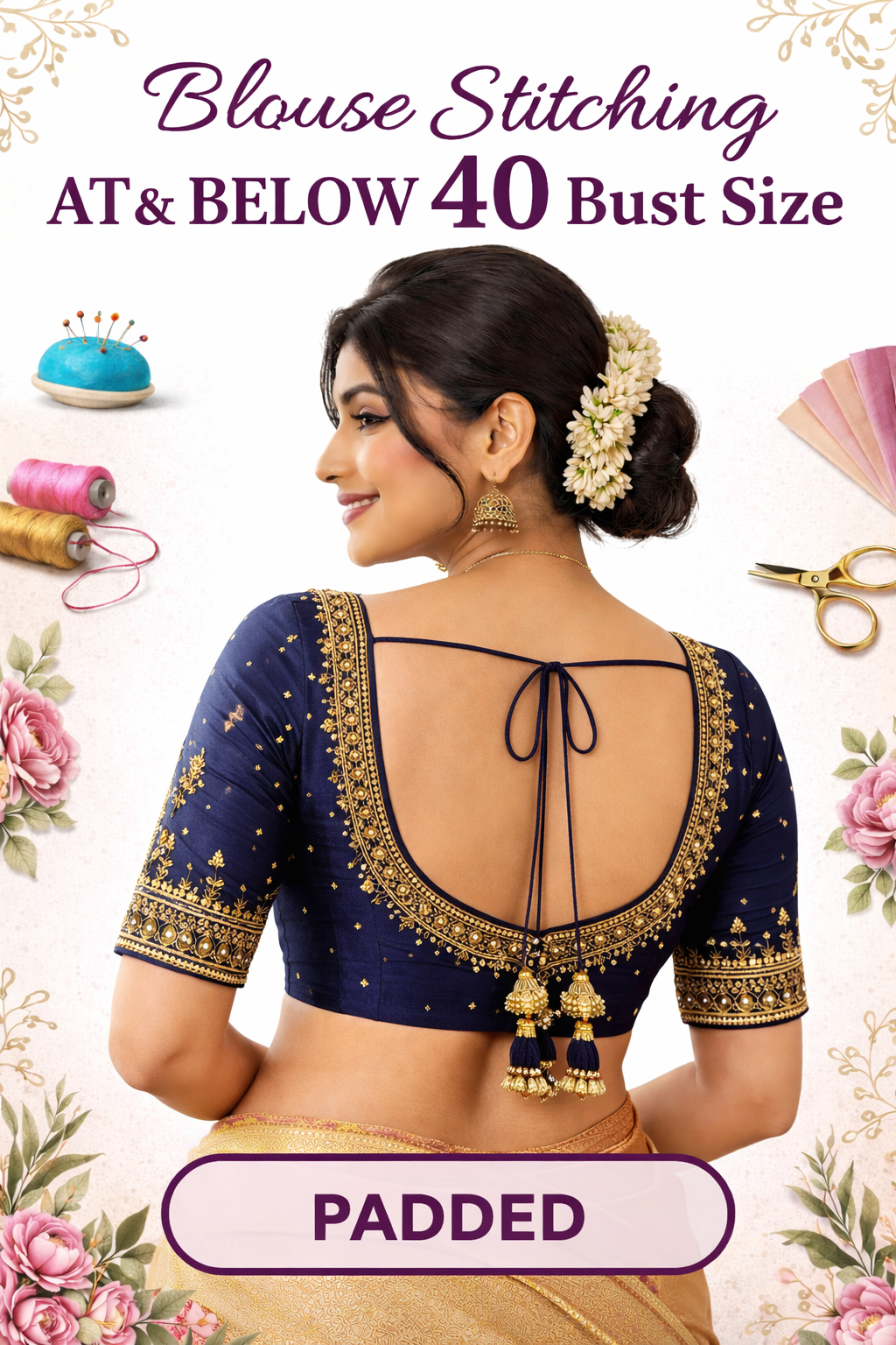 Blouse Stitching (Padded) 40 & Below 40 Bust - Panaash Saree