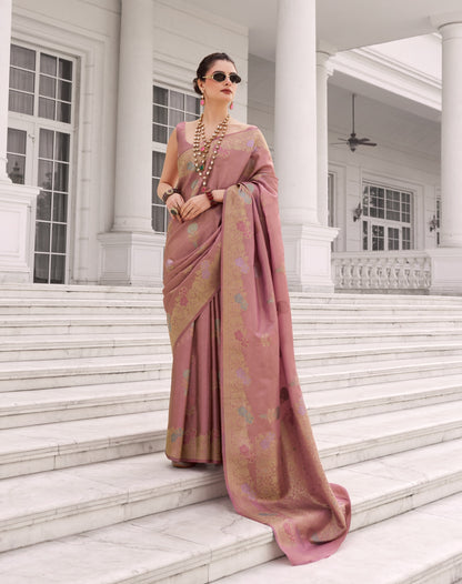 Rose Gold Banarasi Silk Readymade/Easy Saree