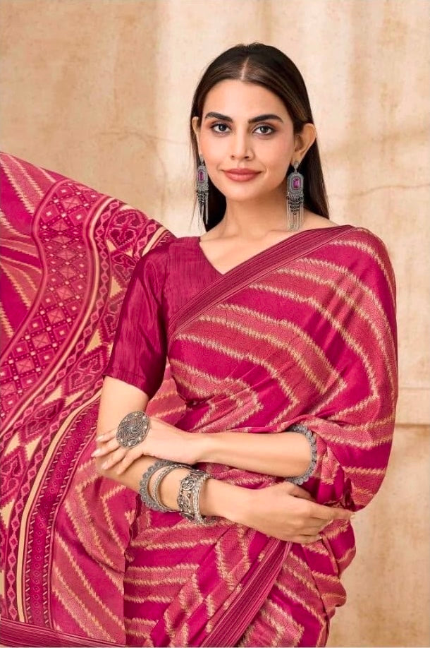 Wine Crepe Silk Ready To Wear/Easy Saree by Stylebypanaash 