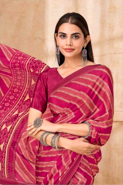 Wine Crepe Silk Ready To Wear/Easy Saree by Stylebypanaash 