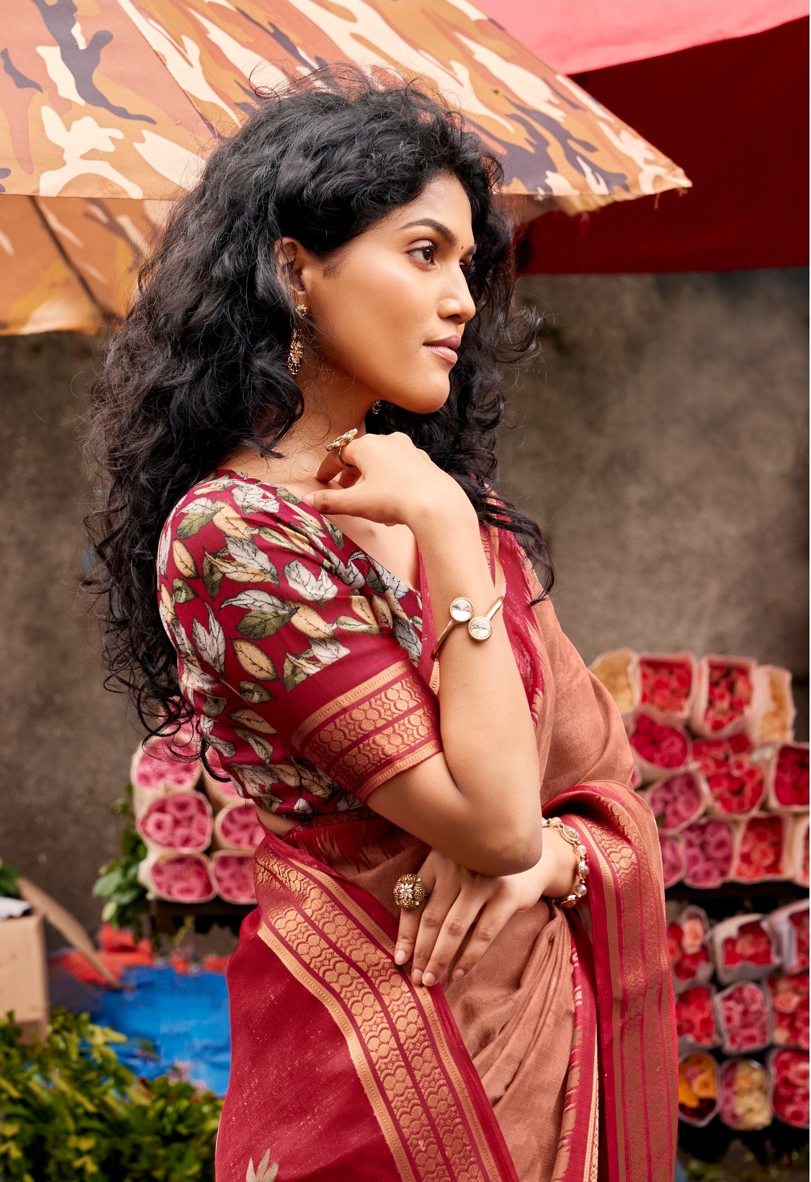 Red Cotton Ready To Wear/Easy Saree by Stylebypanaash 