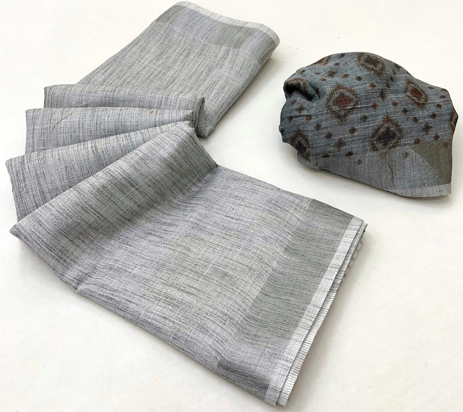 Grey Linen Office Wear Readymade/Easy Saree - Panaash Saree