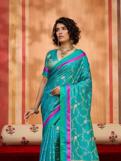 Blue Kanjivaram Silk Readymade/Easy Saree