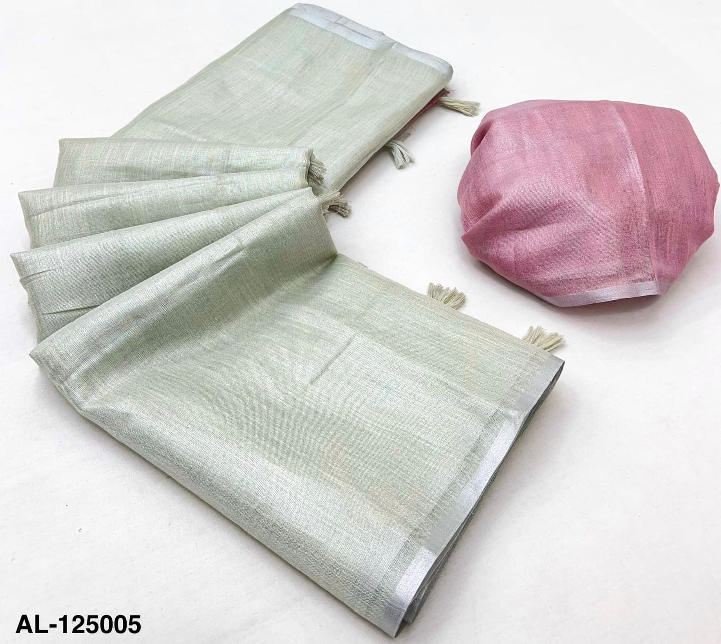 Silver Tissue Silk Ready To Wear/Easy Saree