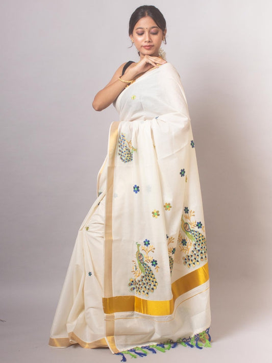 Kerala Mul Cotton Kasavu Easy/Readymade Saree