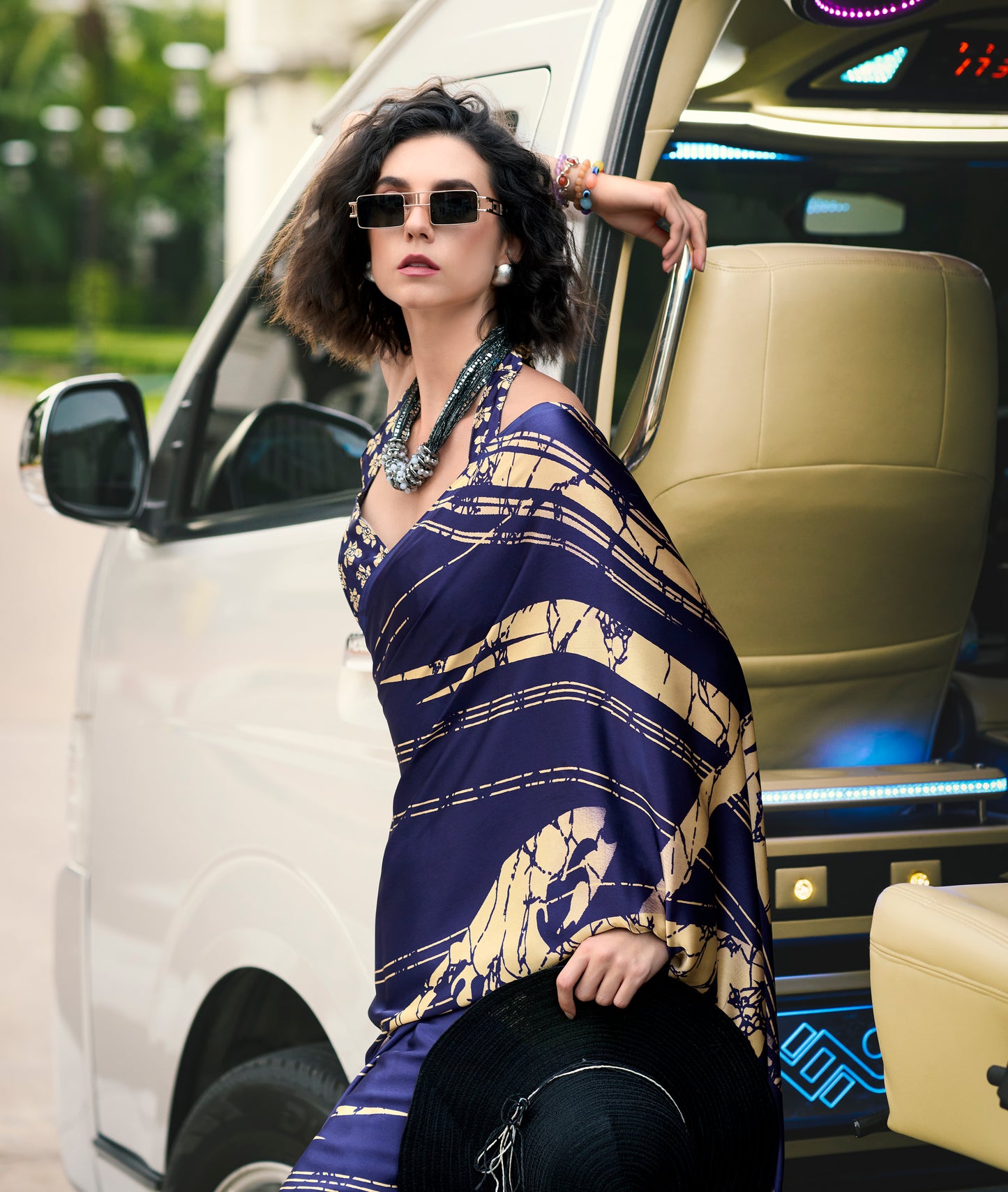 Blue Color Crepe Silk Readymade/Easy Saree