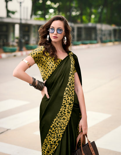 Green Office Wear Crepe Silk Readymade/Easy Saree