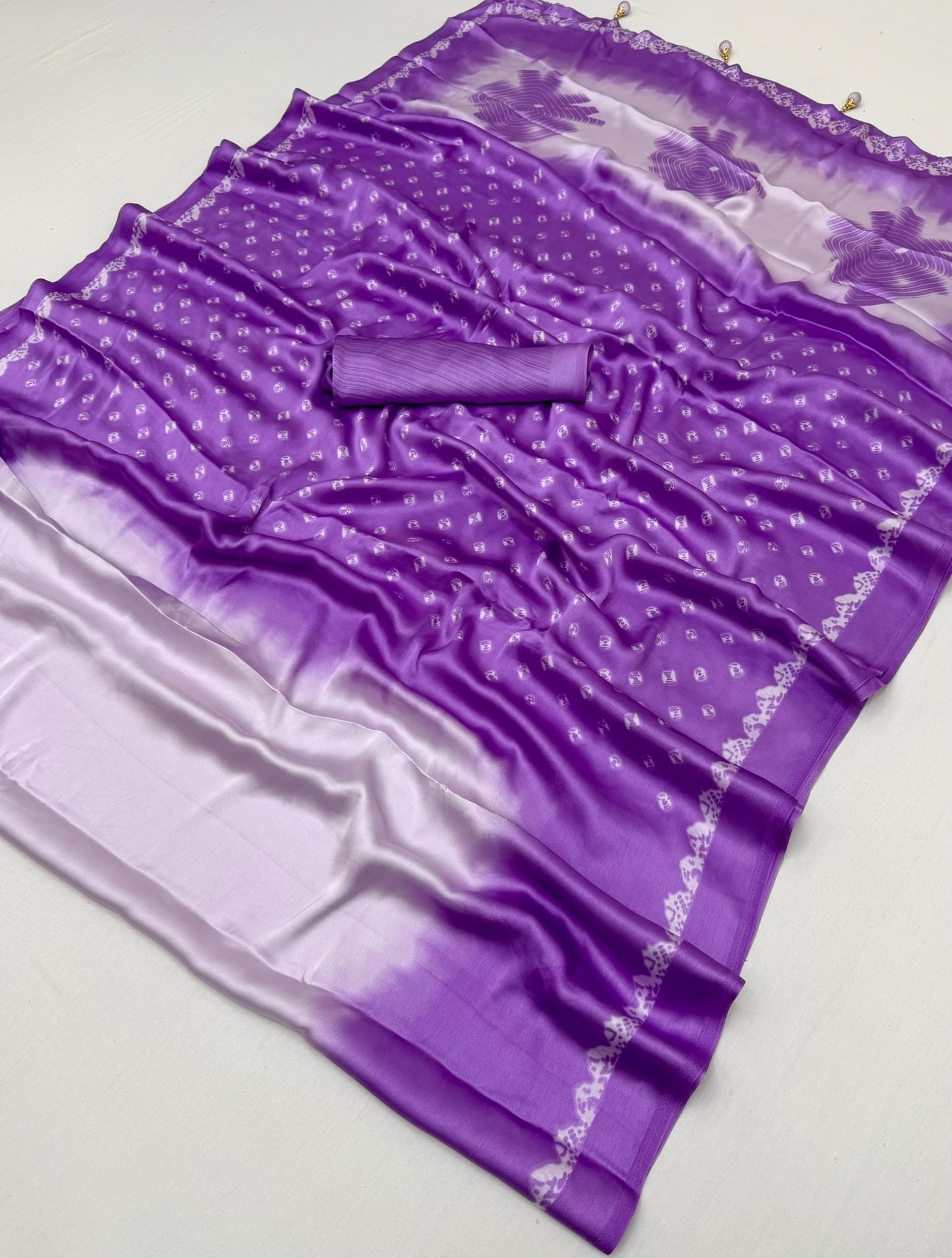 Lilac Crepe Silk Ready To Wear/Easy Saree