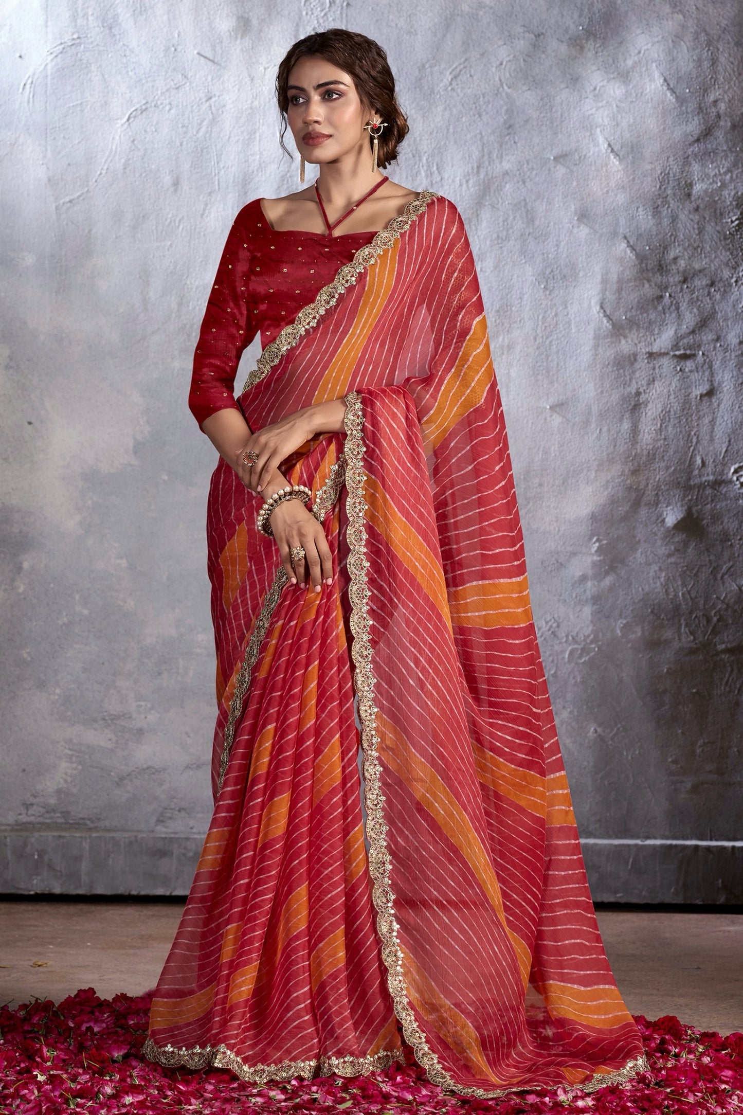 Multicolor Color Georgette Readymade Saree