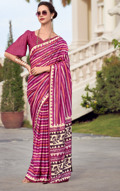 Pink Mul Mul Silk Easy/Readymade Saree