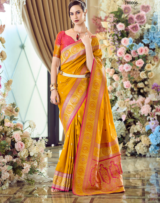 Mustard Color Soft Silk Readymade/Easy Saree