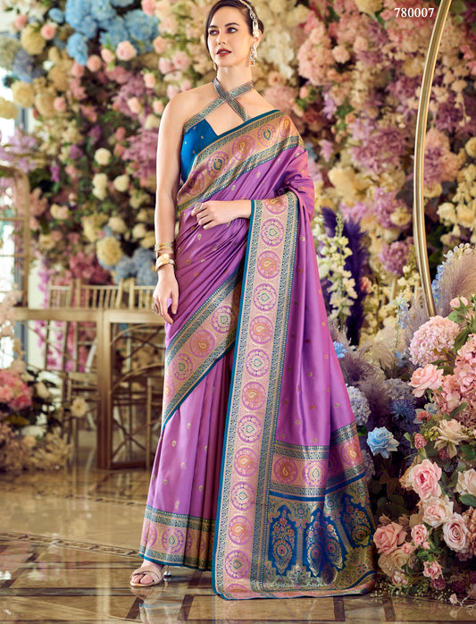 Mauve Color Soft Silk Readymade/Easy Saree