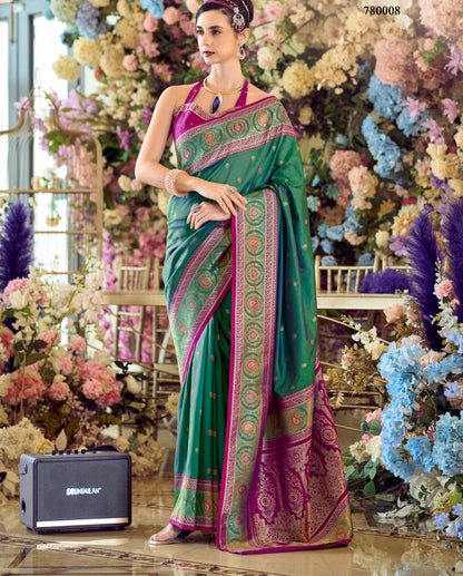 Green Color Soft Silk Readymade/Easy Saree