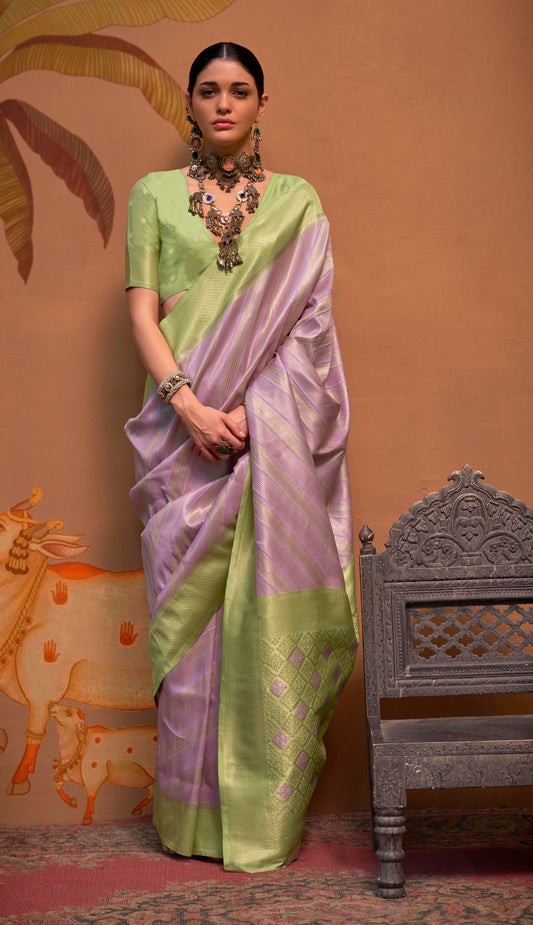 Lavender Kanjivaram Silk Readymade/Easy Saree